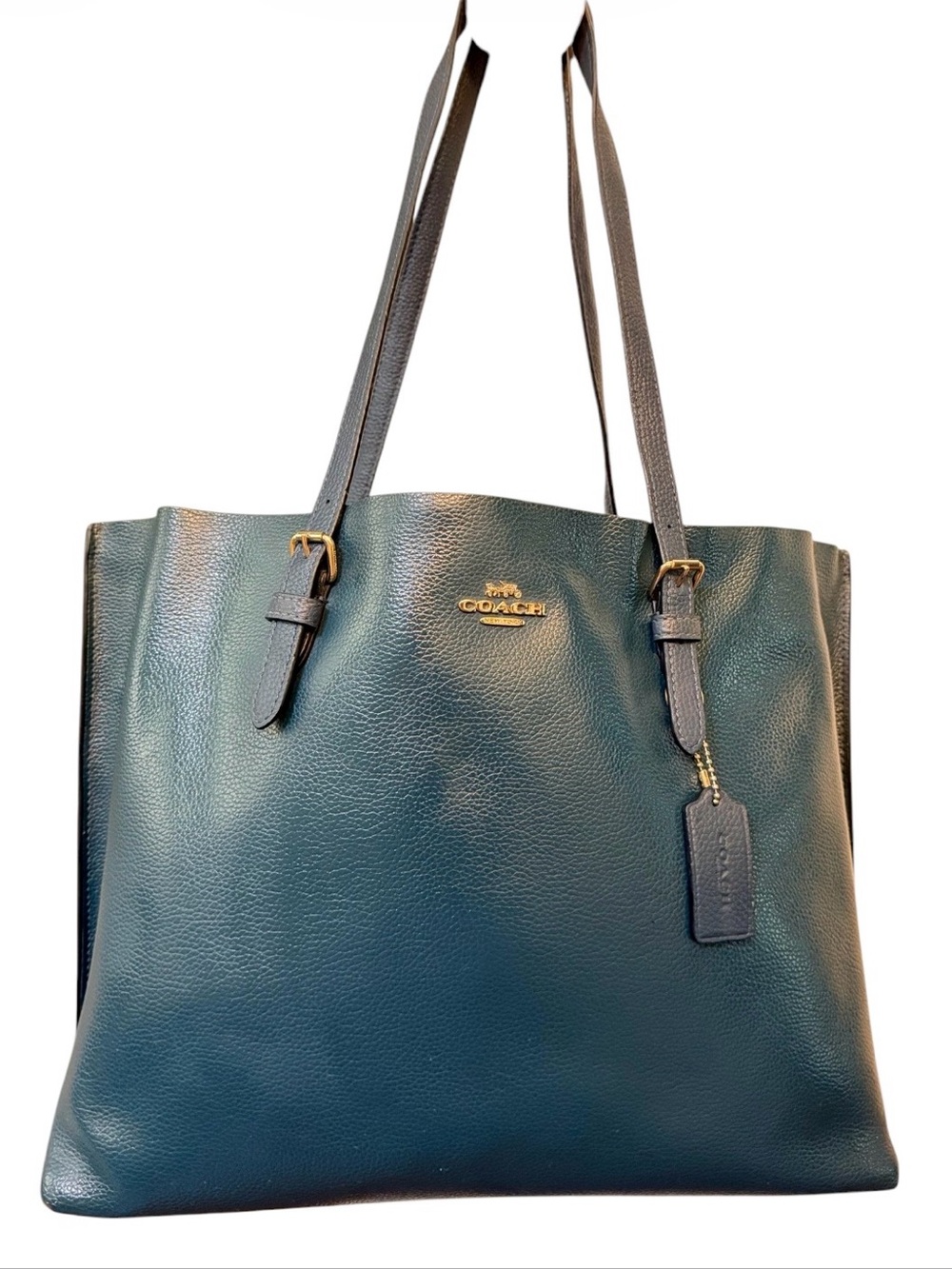 Coach Mollie Leather Tote Bag Deep Teal Large